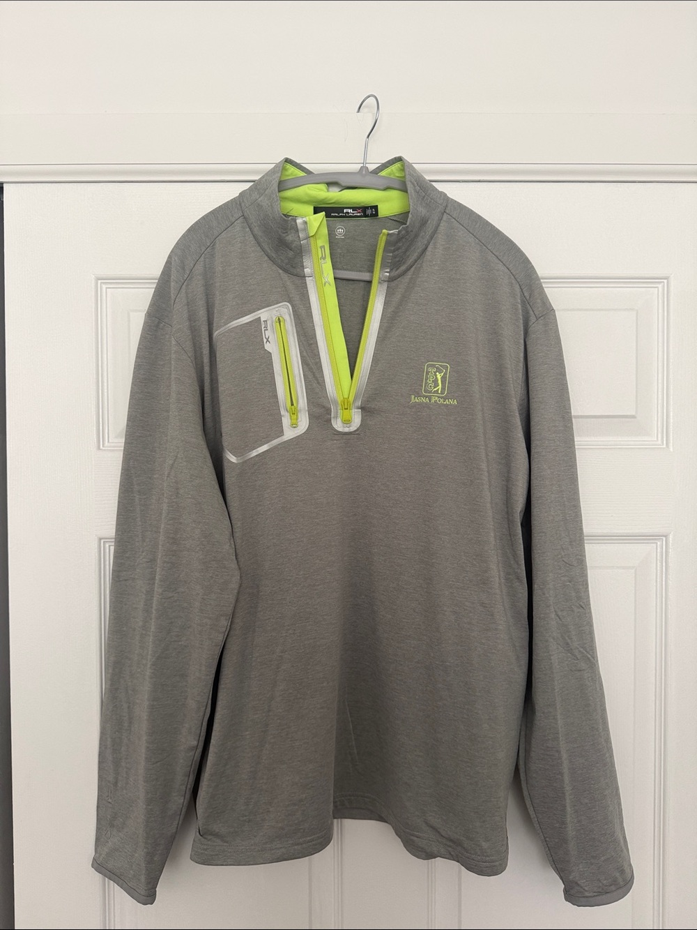 Men's Gray 1/4 Zip Pullover with Lime Accents